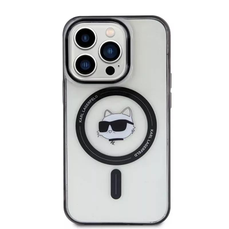 Karl Lagerfeld KLHMP15LHCHNOTK iPhone 15 Pro 6,1 inch Funda rígida transparente IML Choupette Head MagSafe