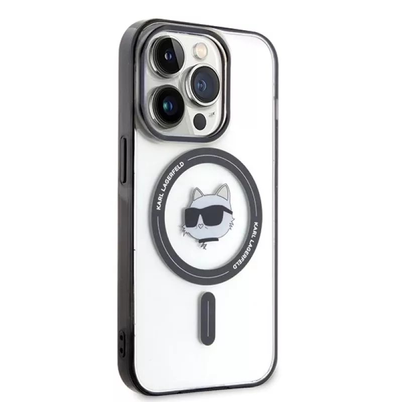 Karl Lagerfeld KLHMP15LHCHNOTK iPhone 15 Pro 6,1 inch Funda rígida transparente IML Choupette Head MagSafe