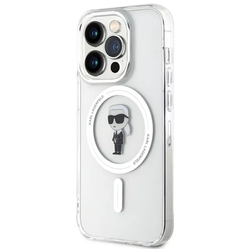 Karl Lagerfeld Funda MagSafe IML Ikonik para iPhone 15 Pro Transparente