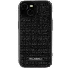 Karl Lagerfeld KLHCP15SHDSPLK iPhone 15 / 14 / 13 6.1 Funda rígida negra Rhinestone Logo Metal Plate