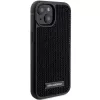 Karl Lagerfeld KLHCP15SHDSPLK iPhone 15 / 14 / 13 6.1 Funda rígida negra Rhinestone Logo Metal Plate