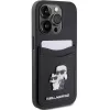Karl Lagerfeld KLHCP15LSAPKCNPK iPhone 15 Pro 6.1 Funda rígida negra Saffiano Cardslot Karl & Choupette Metal Pin