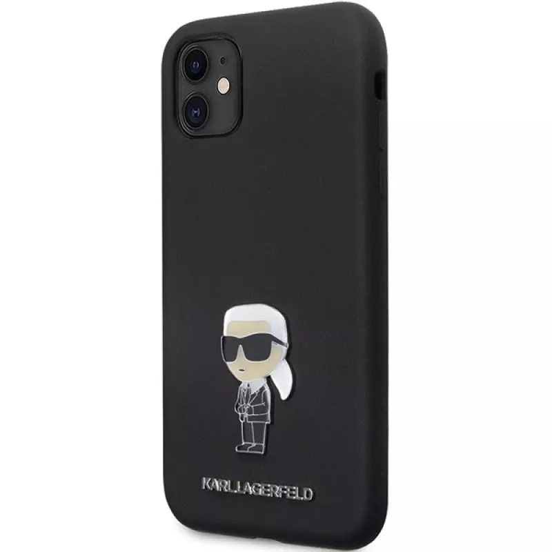 Karl Lagerfeld Funda de silicona Ikonik Metal Pin para Apple iPhone 11 / iPhone XR 6,1