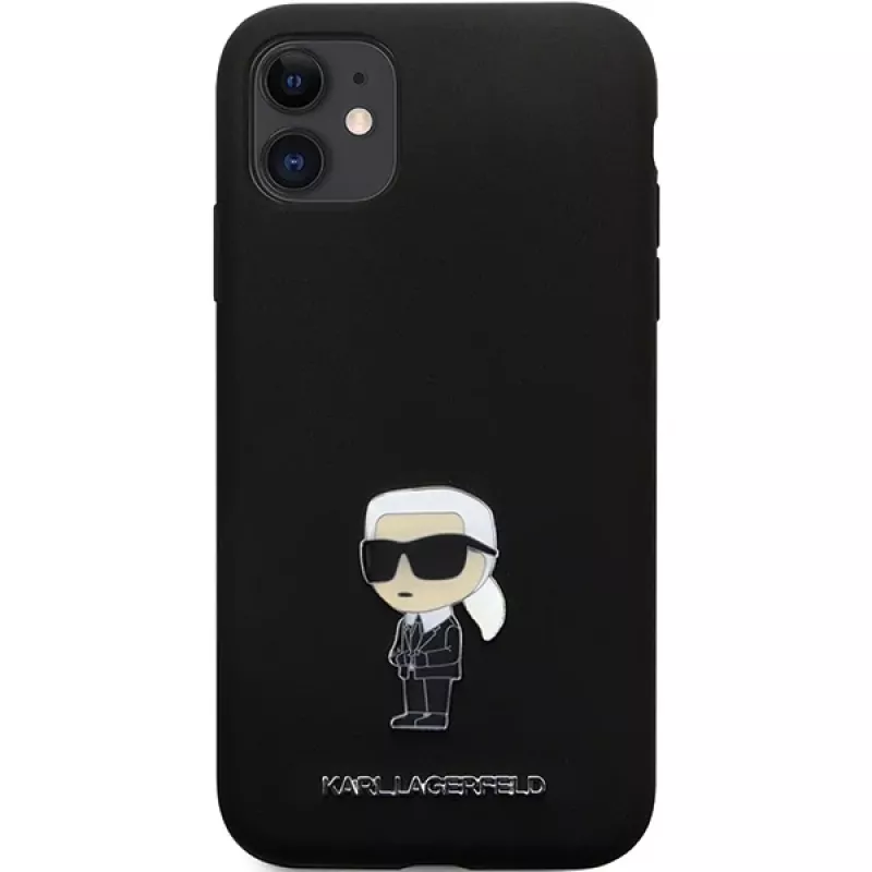 Karl Lagerfeld Funda de silicona Ikonik Metal Pin para Apple iPhone 11 / iPhone XR 6,1
