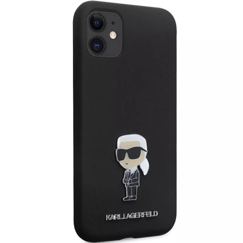 Karl Lagerfeld Funda de silicona Ikonik Metal Pin para Apple iPhone 11 / iPhone XR 6,1