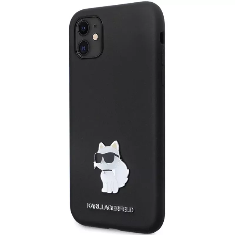 Karl Lagerfeld KLHCN61SMHCNPK Funda rígida funda de silicona con Metal Pin para iPhone 11 / XR 6.1 Negra