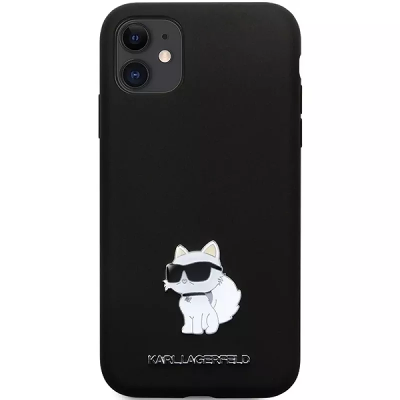 Karl Lagerfeld KLHCN61SMHCNPK Funda rígida funda de silicona con Metal Pin para iPhone 11 / XR 6.1 Negra
