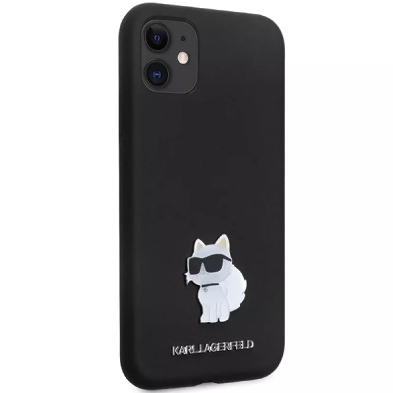 Karl Lagerfeld KLHCN61SMHCNPK Funda rígida funda de silicona con Metal Pin para iPhone 11 / XR 6.1 Negra