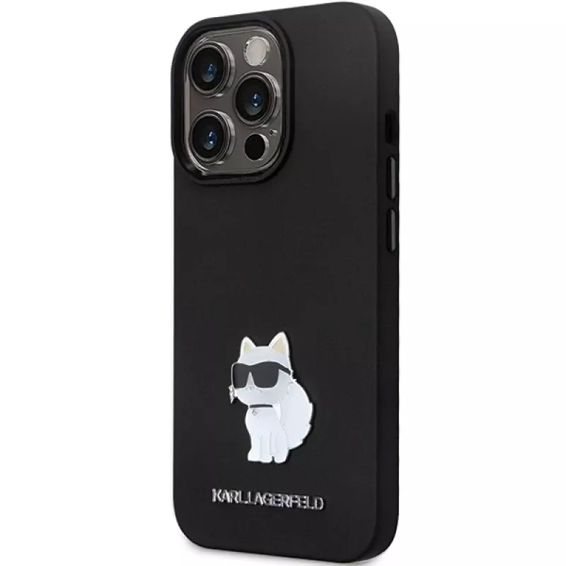 Karl Lagerfeld KLHCP14LSMHCNPK Funda rígida silicona C Metal Pin para iPhone 14 Pro 6,1