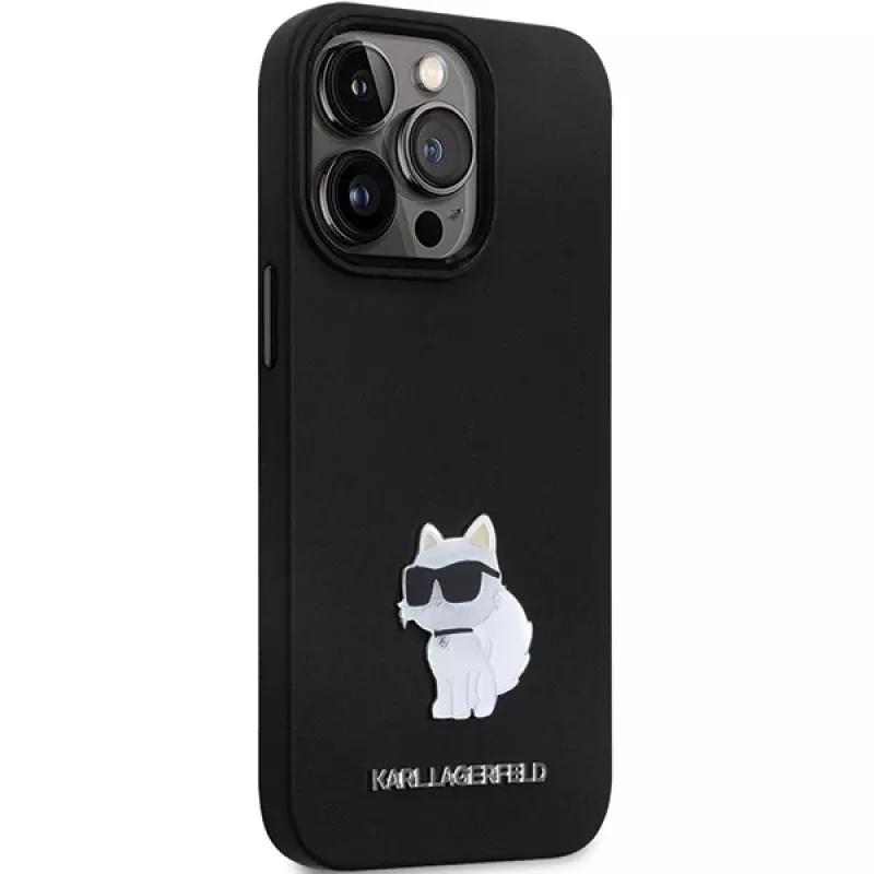Karl Lagerfeld KLHCP14XSMHCNPK Funda rígida silicona C Metal Pin para iPhone 14 Pro Max 6.7 Negra