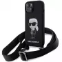 Karl Lagerfeld KLHCP15SSCBSKNK iPhone 15 / 14 / 13 6.1 Funda rígida negra Crossbody silicona Ikonik