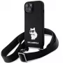 Karl Lagerfeld KLHCP15SSCBSCNK iPhone 15 / 14 / 13 6.1 Funda rígida negra Crossbody silicona Choupette