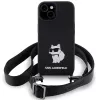 Karl Lagerfeld KLHCP15SSCBSCNK iPhone 15 / 14 / 13 6.1 Funda rígida negra Crossbody silicona Choupette