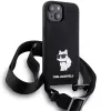 Karl Lagerfeld KLHCP15SSCBSCNK iPhone 15 / 14 / 13 6.1 Funda rígida negra Crossbody silicona Choupette