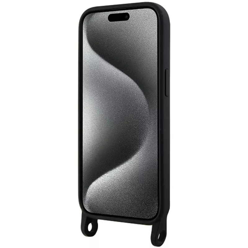 Karl Lagerfeld KLHCP15SSCBSCNK iPhone 15 / 14 / 13 6.1 Funda rígida negra Crossbody silicona Choupette