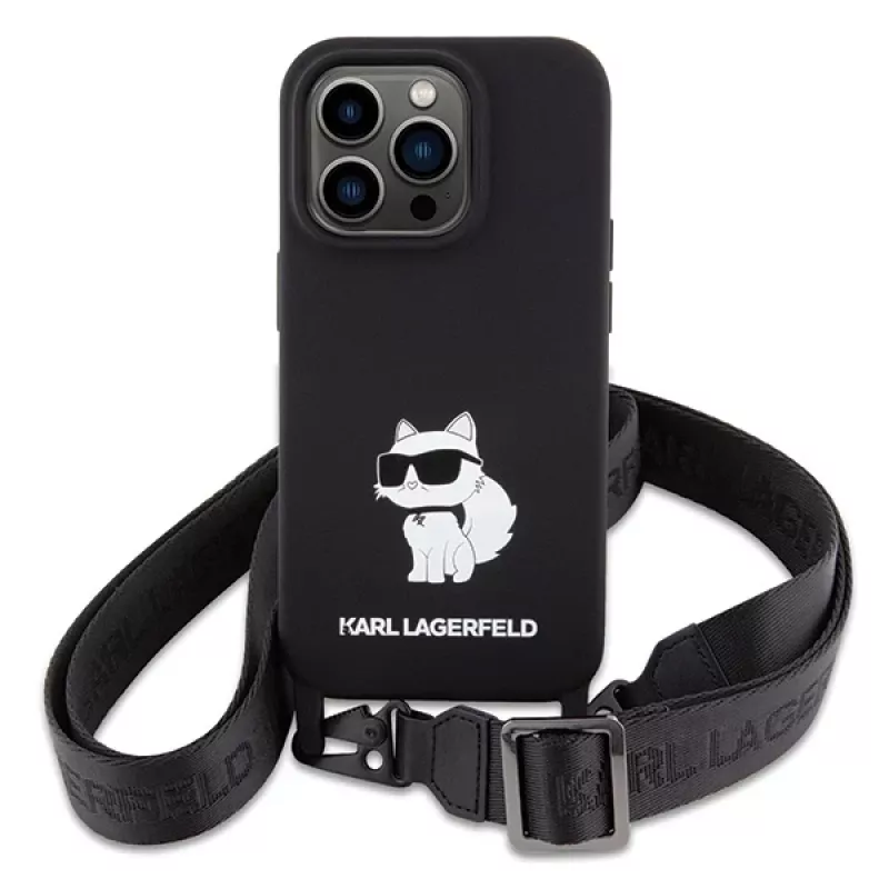 Karl Lagerfeld KLHCP15XSCBSCNK iPhone 15 Pro Max 6.7 Funda rígida negra Crossbody silicona Choupette