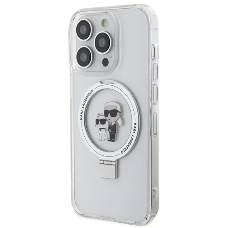 Karl Lagerfeld KLHMP15LHMRSKCH Funda rígida Ring Stand MagSafe para iPhone 15 Pro 6,1
