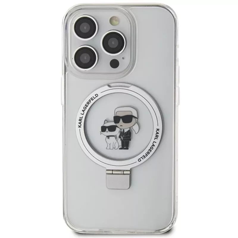 Karl Lagerfeld KLHMP15LHMRSKCH Funda rígida Ring Stand MagSafe para iPhone 15 Pro 6,1