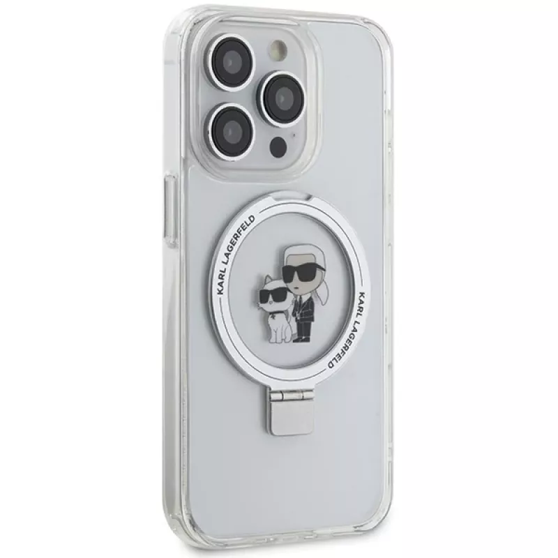 Karl Lagerfeld KLHMP15LHMRSKCH Funda rígida Ring Stand MagSafe para iPhone 15 Pro 6,1