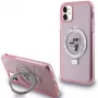 Karl Lagerfeld KLHMN61HMRSKCP iPhone 11 / XR 6.1 Funda rígida rosa Ring Stand Karl & Choupette MagSafe
