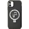Karl Lagerfeld KLHMN61HMRSKCK Funda rígida Ring Stand para iPhone 11 / Xr 6.1 Negra MagSafe Karl & Choupette