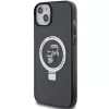 Karl Lagerfeld KLHMP15MHMRSKCK Funda rígida Ring Stand MagSafe para iPhone 15 Plus / 14 Plus 6,7