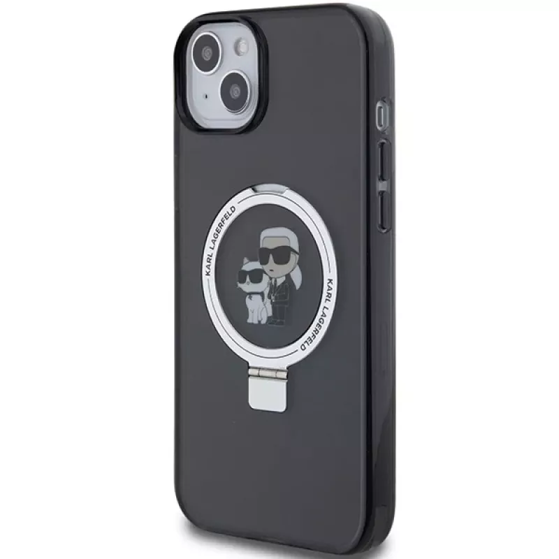 Karl Lagerfeld KLHMP15MHMRSKCK Funda rígida Ring Stand MagSafe para iPhone 15 Plus / 14 Plus 6,7