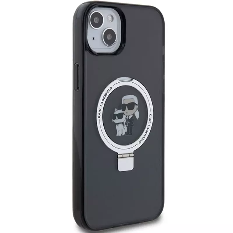 Karl Lagerfeld KLHMP15MHMRSKCK Funda rígida Ring Stand MagSafe para iPhone 15 Plus / 14 Plus 6,7