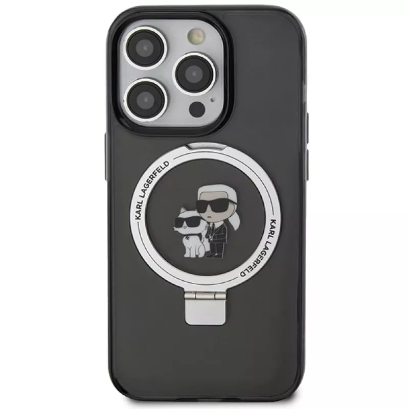 Karl Lagerfeld KLHMP15LHMRSKCK Funda rígida Ring Stand MagSafe para iPhone 15 Pro 6.1 Negra