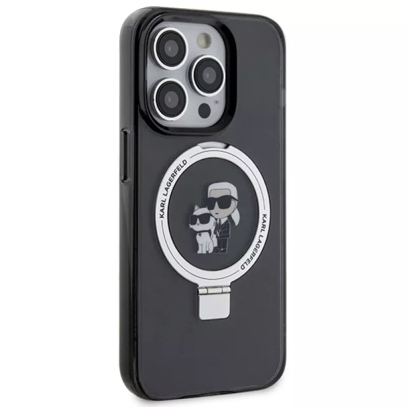 Karl Lagerfeld KLHMP15LHMRSKCK Funda rígida Ring Stand MagSafe para iPhone 15 Pro 6.1 Negra