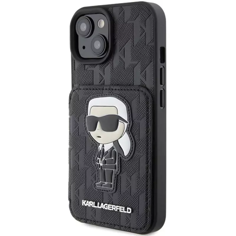 Karl Lagerfeld KLHCP15SSAKKNSCK Funda rígida Saffiano Ikonik para iPhone 15/14/13 6,1