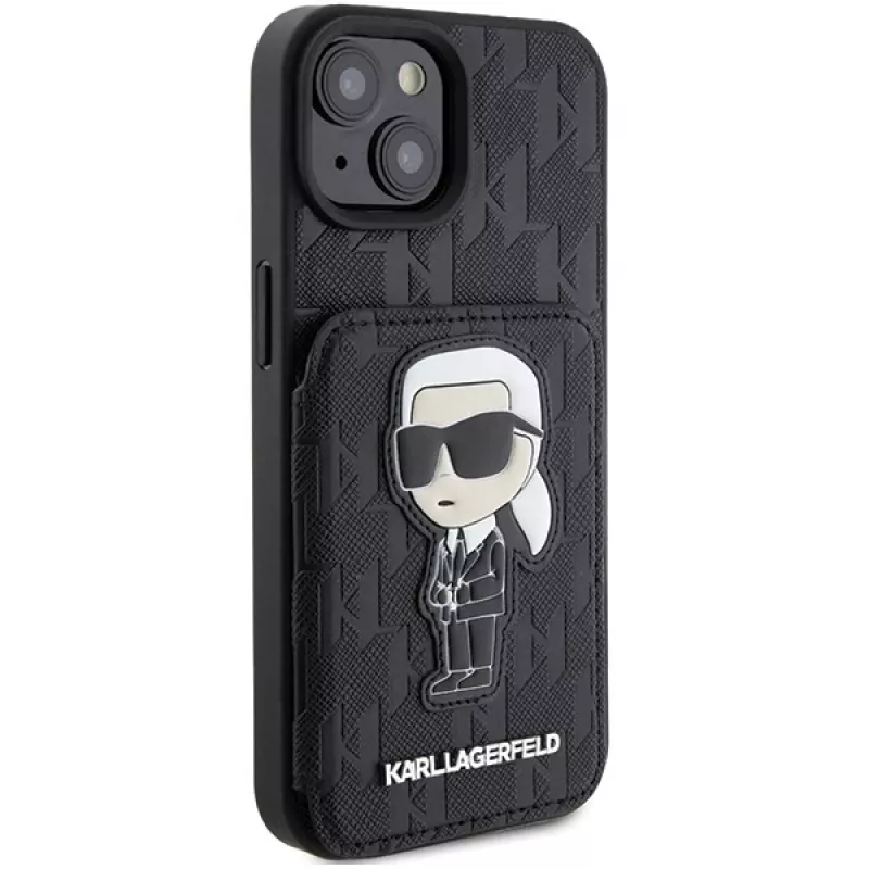 Karl Lagerfeld KLHCP15SSAKKNSCK Funda rígida Saffiano Ikonik para iPhone 15/14/13 6,1