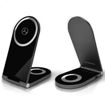 Mercedes-Benz Soporte de carga inalámbrica plegable 2 en 1 15W negro Silver Star MagSafe