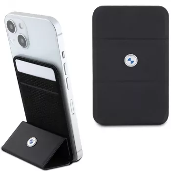 BMW Funda cartera con soporte y ranura para tarjetas MagSafe Signature Collection negra