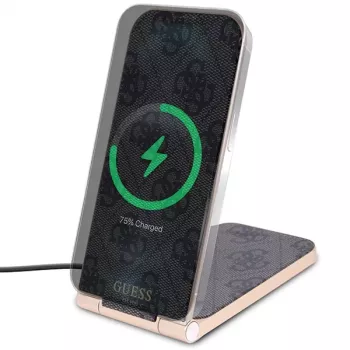 Guess Cargador inalámbrico plegable 2 en 1 GUDCFAL4PEGK 15W negro 4G Pattern MagSafe