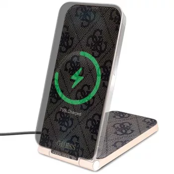 Guess Cargador inalámbrico plegable 2 en 1 GUDCFAL4PEGW 15W marrón 4G Pattern MagSafe