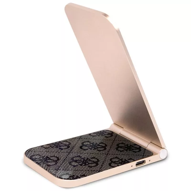 Guess Cargador inalámbrico plegable 2 en 1 GUDCFAL4PEGW 15W marrón 4G Pattern MagSafe
