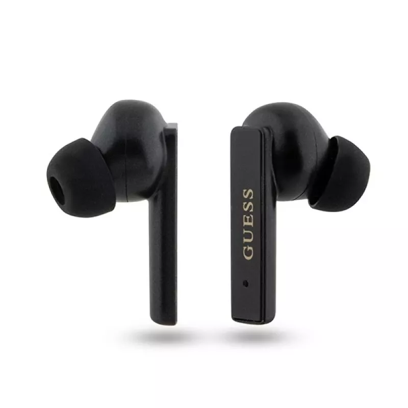 Guess Auriculares Bluetooth True Wireless Stereo con logo impreso y estuche de carga (negro)