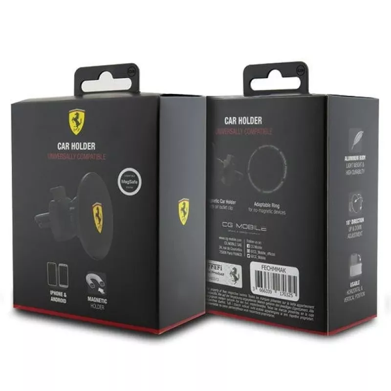 Ferrari Soporte magnético para móvil de coche FECHMMAK para rejilla de ventilación, negro, colección 2023, compatible con MagSafe