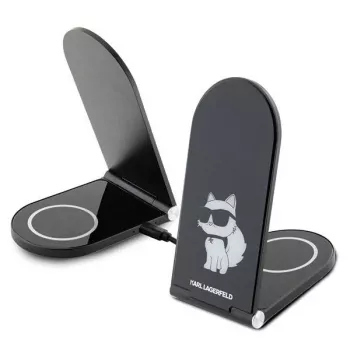 Karl Lagerfeld Cargador inalámbrico plegable 2 en 1 KLDCRFALCHNK 15W negro Choupette MagSafe