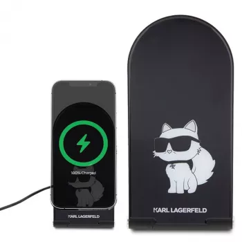 Karl Lagerfeld Cargador inalámbrico plegable 2 en 1 KLDCRFALCHNK 15W negro Choupette MagSafe