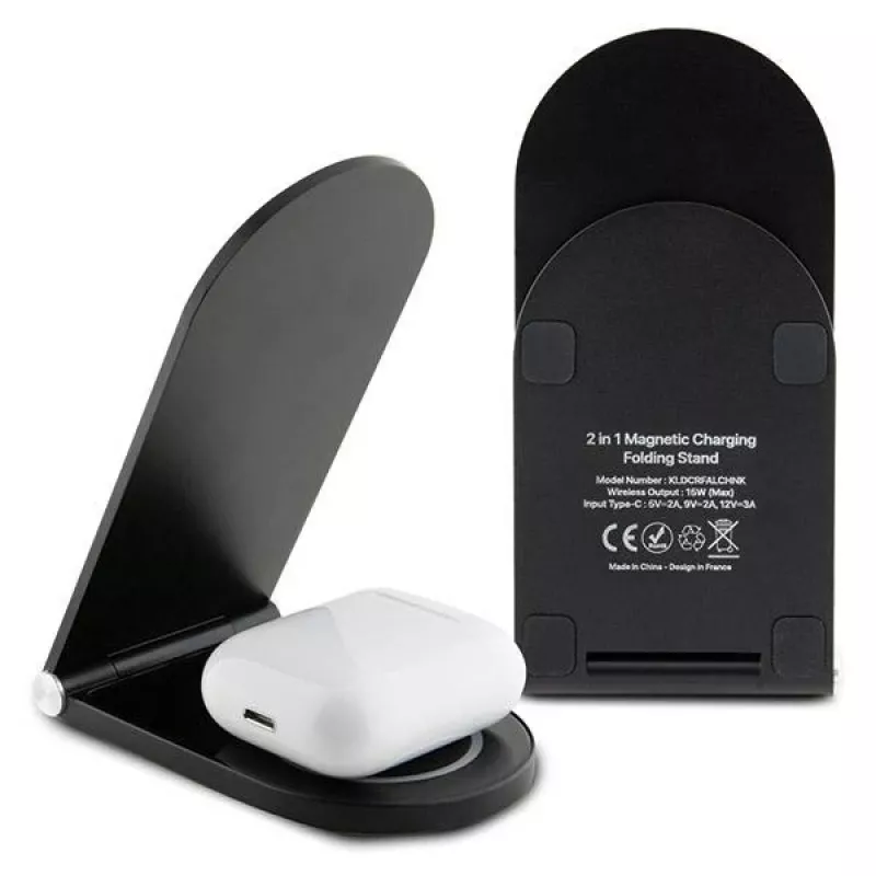 Karl Lagerfeld Cargador inalámbrico plegable 2 en 1 KLDCRFALCHNK 15W negro Choupette MagSafe