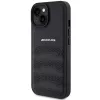 AMG AMHCP15MGSEBK Funda rígida de piel con líneas en relieve para iPhone 15 Plus / 14 Plus 6,7