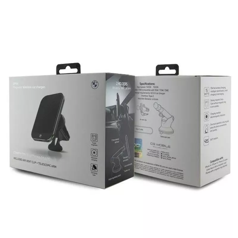 BMW Cargador inductivo para coche BMMWCCDTPK 15W parabrisas/rejilla de ventilación negro MagSafe Signature Edition