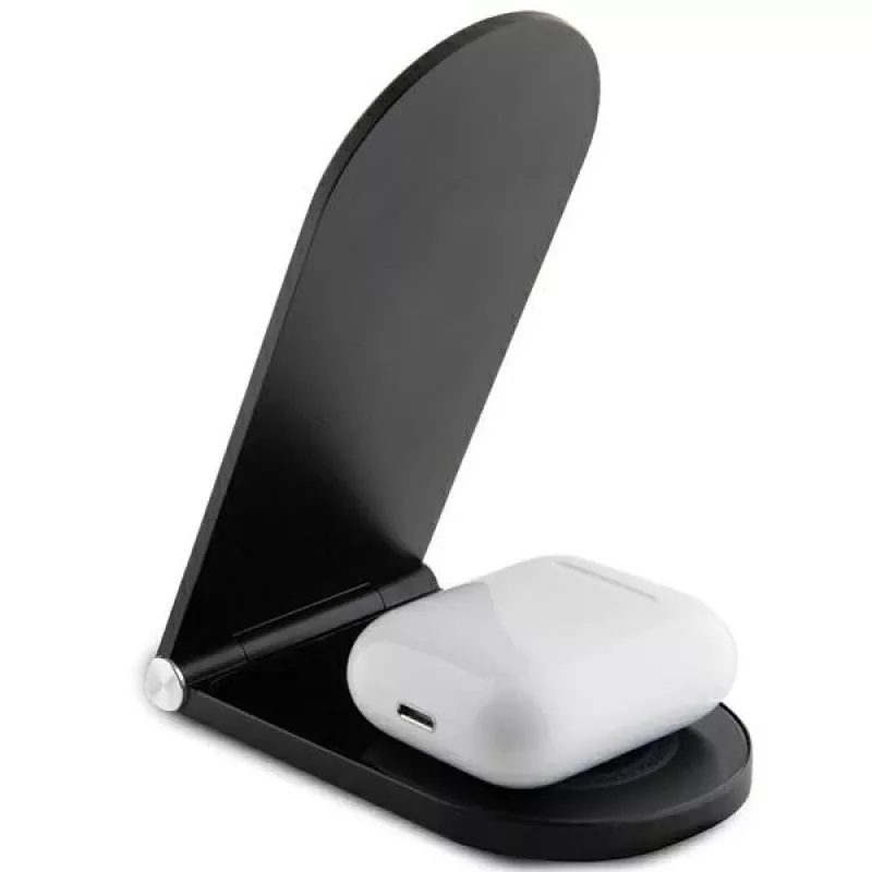 Ferrari Cargador inalámbrico plegable 2 en 1 FECBFMALK 15W negro con logo impreso MagSafe