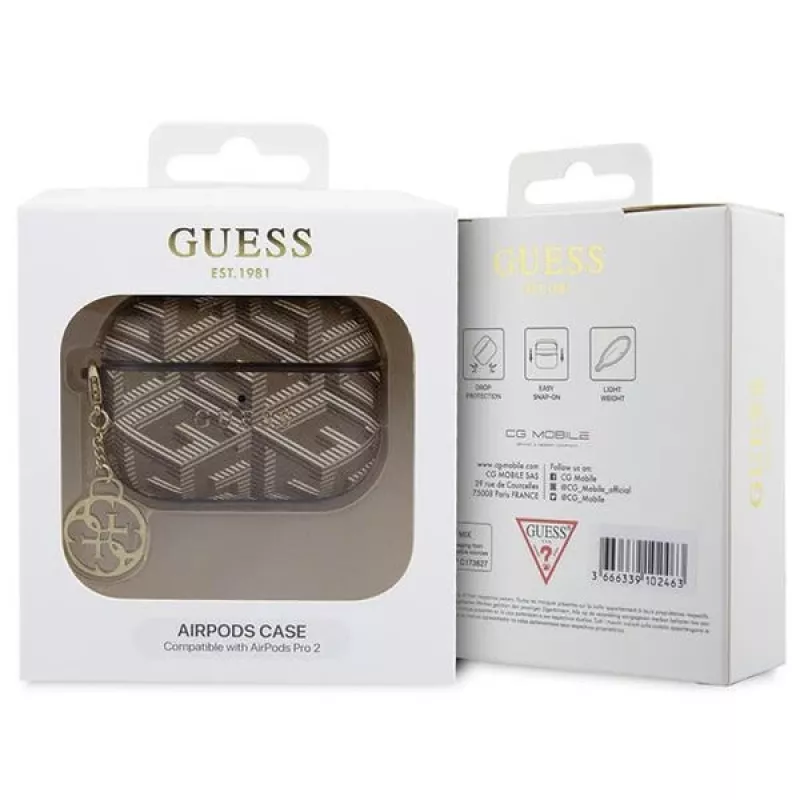 Guess GUAP2PGCE4CW Funda para AirPods Pro 2 (2022/2023) marrón GCube Charm