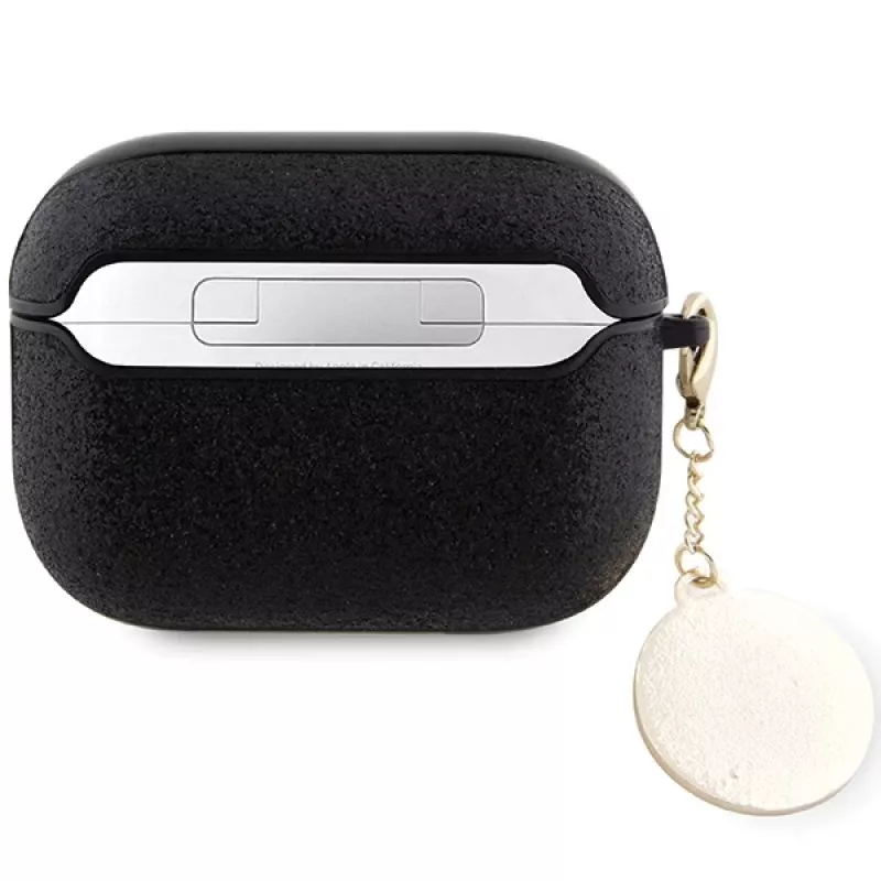 Guess GUAP2PGEHCDK Funda para AirPods Pro 2 (2022/2023) negra con colgante de corazón de diamante brillante fijo