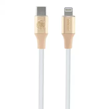 Guess GUCLLALRGDD Cable USB-C a Lightning 1,5 m carga rápida oro claro con logo en relieve