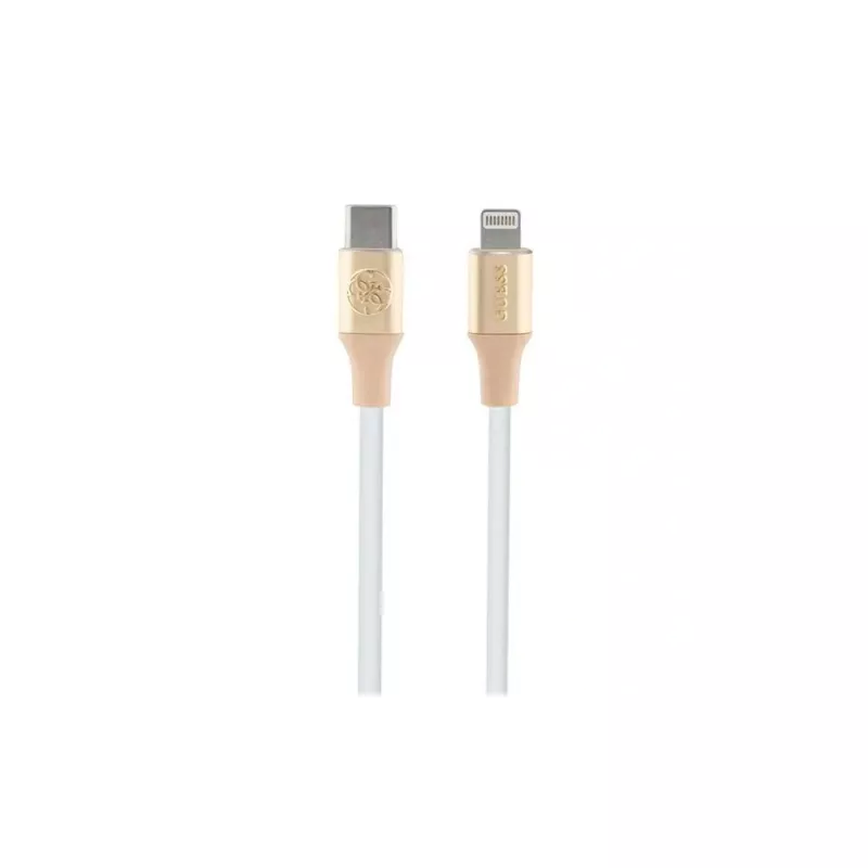 Guess GUCLLALRGDD Cable USB-C a Lightning 1,5 m carga rápida oro claro con logo en relieve