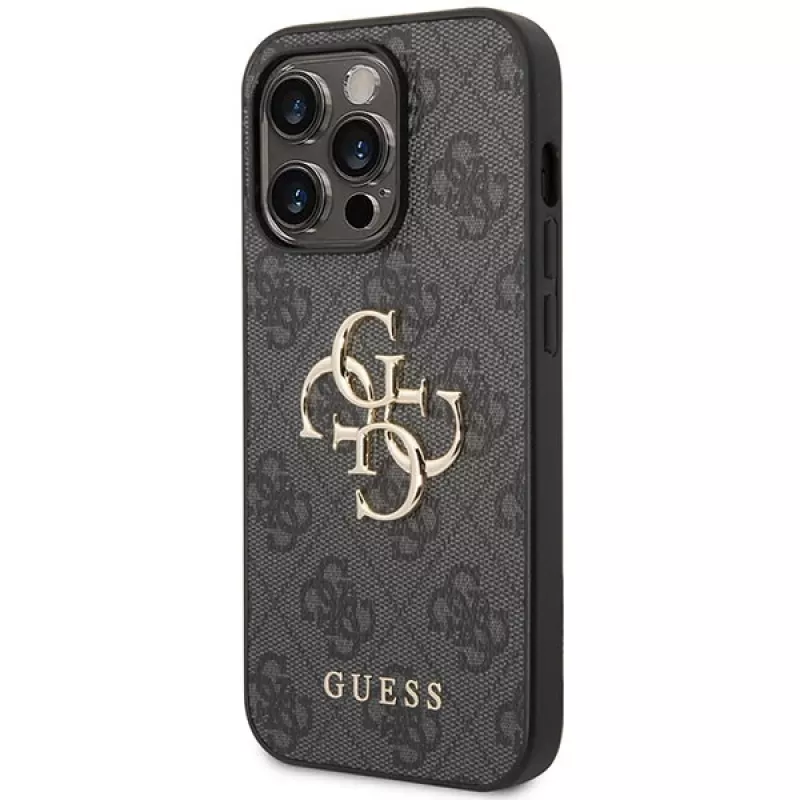 Guess GUHCP15L4GMGGR Funda rígida para iPhone 15 Pro 6,1 inch - Gris 4G Big Metal Logo
